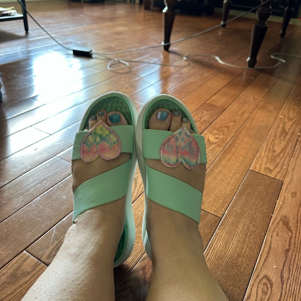 CROCS Teal Sandals with Strappy Design and Textured Footbed - Picture 8 of 8